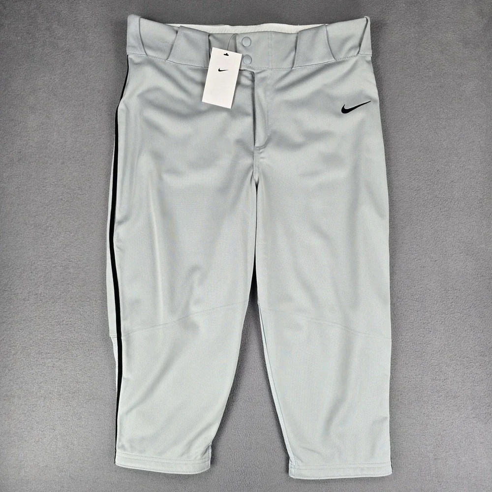 Nike Baseball Pants Mens‎ L Gray Cropped Ventilated Athletic Performance NWT